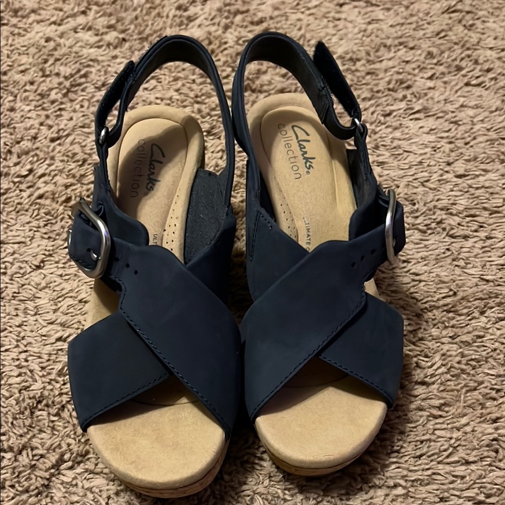 Clarks Women's Navy Sandals with Buckle